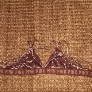 PINK Victoria's Secret Pink Velvet Strappy Small Lace Athleisure Sports Bra